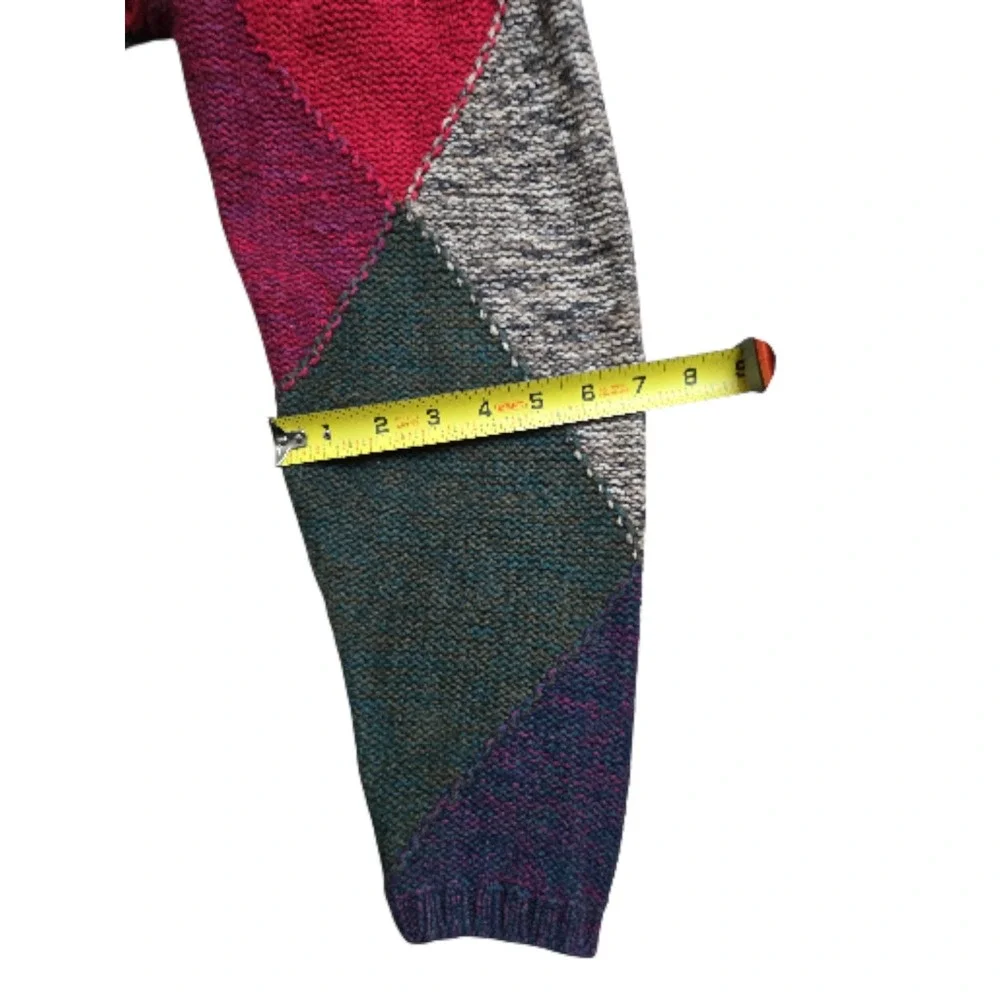 Vintage Casual Corner Chunky Sweater Med Diamond Argyle Green‎ Burgundy Tan EUC